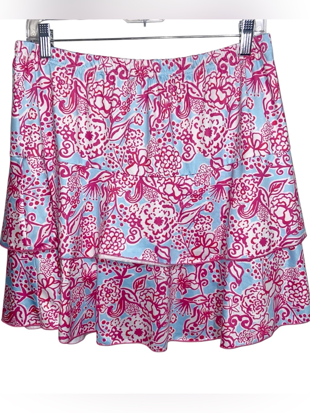 Tango Mango Skort Womens Medium Skirt with Shorts Tiered Stretch Floral Tropical